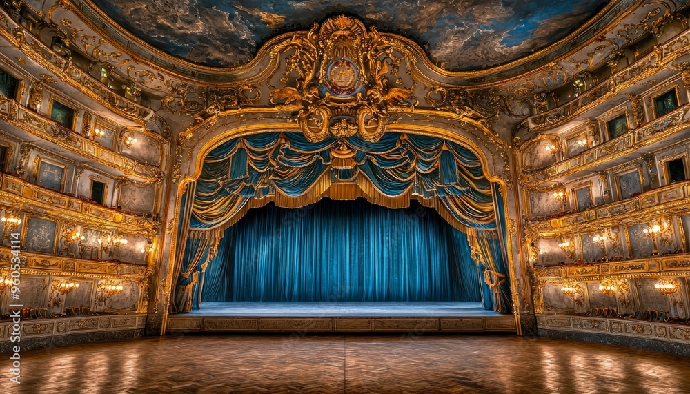 Fototapeta premium Ornate Stage in an Elaborately Decorated Theater