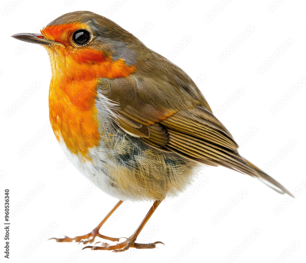 PNG Vibrant robin bird on white PNG Vibrant robin bird on white