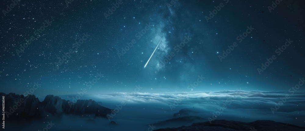 Awe-Inspiring Meteor Streaking Across Night Sky. Awe-Inspiring Meteor Streaking Across Night Sky.
