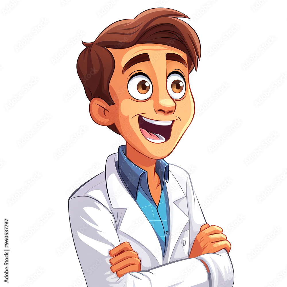 Young scientist smiles confidently while wearing a lab coat and checking notes indoors Young scientist smiles confidently while wearing a lab coat and checking notes indoors