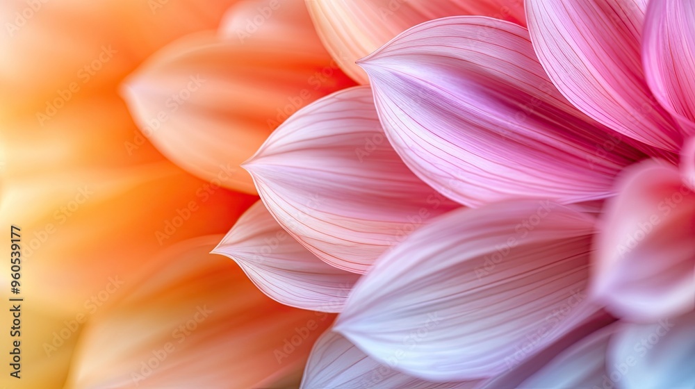 A close-up view of vibrant dahlia petals, showcasing their intricate details and vivid colors