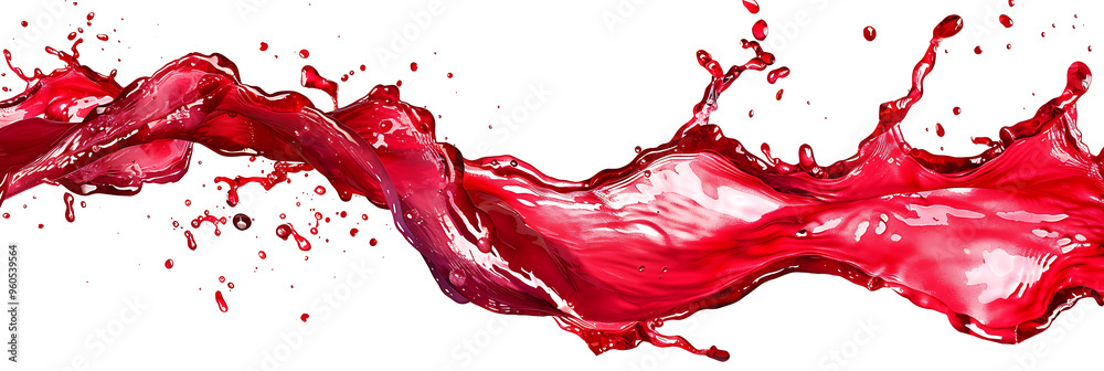 Vibrant and energetic splash of a red liquid similar to red berry jam, syrup, juice or punch, insolaten on withe background Vibrant and energetic splash of a red liquid similar to red berry jam, syrup, juice or punch, insolaten on withe background