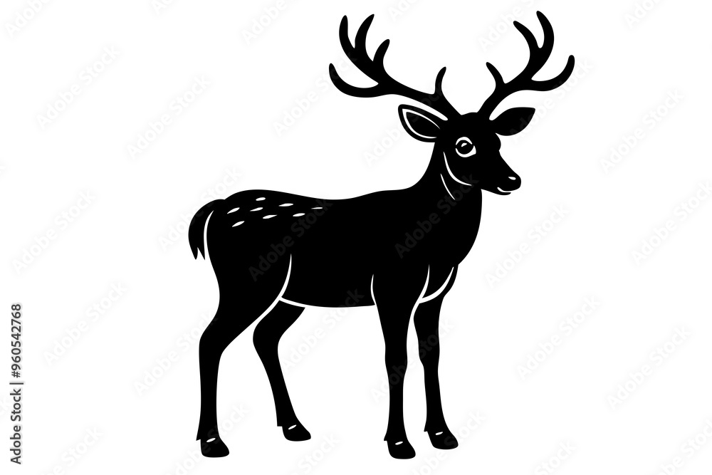 Obraz premium set of silhouettes of reindeer. male and female deer isolated on a white background. 