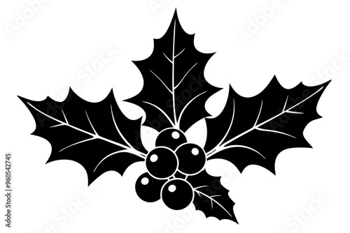 Holly berry icon. Set of black christmas berry icons. Holly berry icon in flat design. Vector illustration.