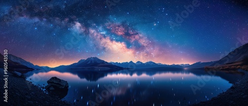 Wallpaper Mural Glorious Capture of the Milky Way Reflecting on Tranquil Lake - Ideal for Astrophotography Enthusiasts Torontodigital.ca