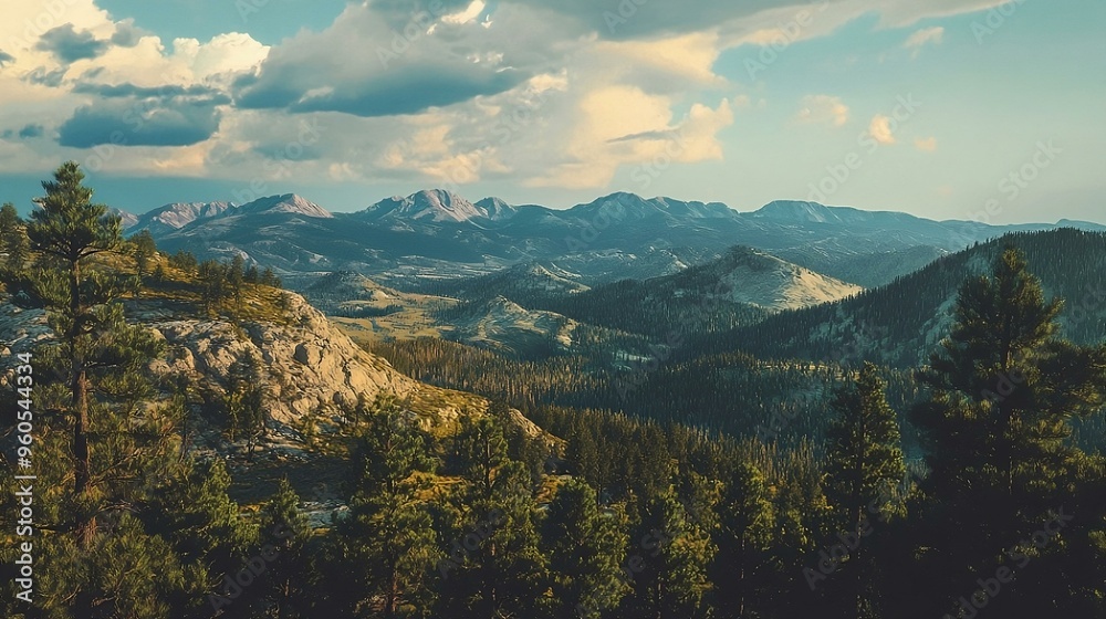 Fototapeta premium Autumn in the mountains, Morning view of Mountains, Generative AI