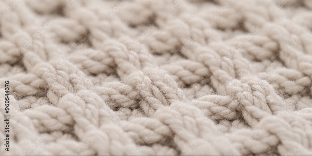 Close-up of a beige wool knitted fabric, showcasing soft texture and intricate stitch details. Close-up of a beige wool knitted fabric, showcasing soft texture and intricate stitch details.