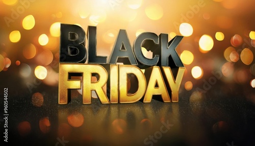 A close up of a black friday sign with a bokeh background, sale discount concept