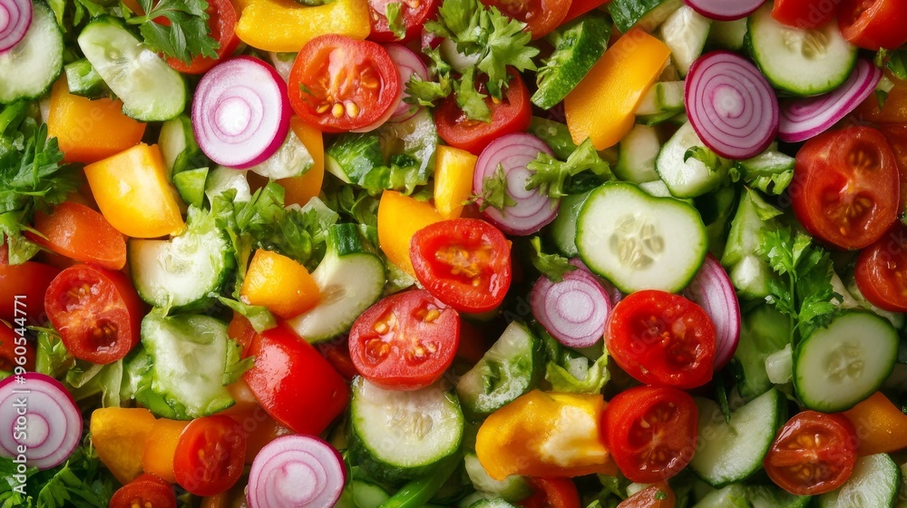 Fresh vegetable salad. Healthy food. Healthy eating concept. Top view close up Fresh vegetable salad. Healthy food. Healthy eating concept. Top view close up