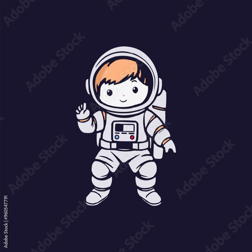 astronaut vector logo design illustration. astronaut mascot logo. Astronaut Boy