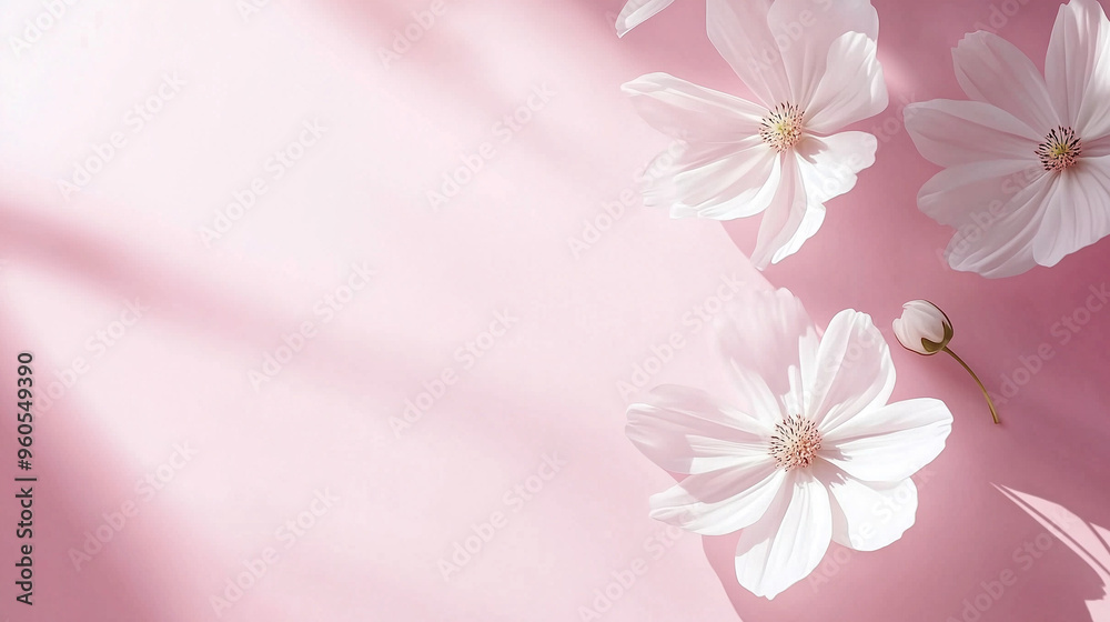 Obraz premium a pink background with white flowers