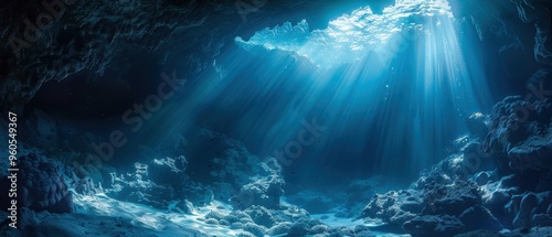 Illuminated Adventures: Exploring Underwater Caves with Captivating Light Beams