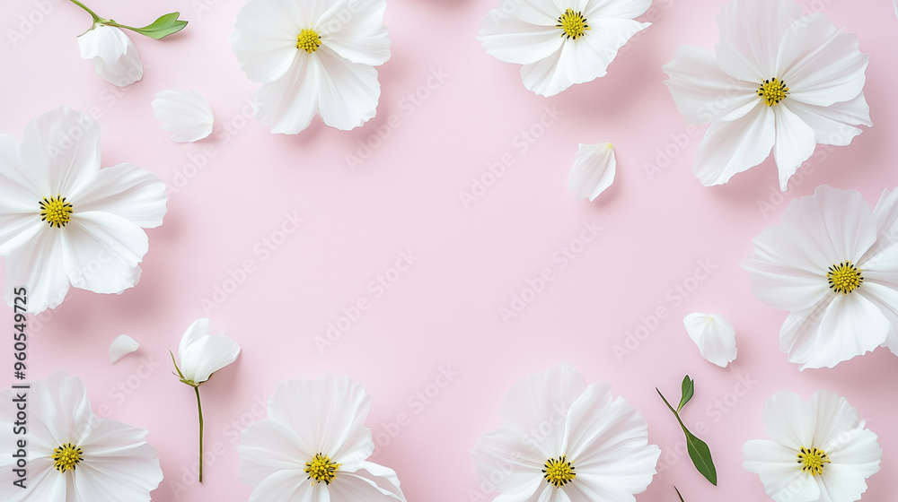 a pink background with white flowers