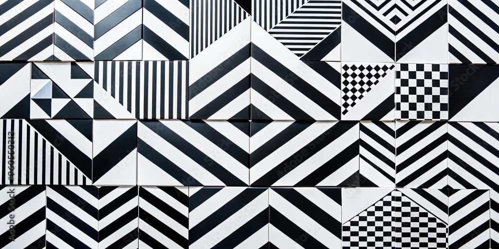Black and white geometric wall pattern. Black and white geometric wall pattern.
