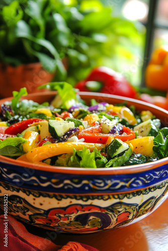 Mixed Vegetable Salad with Cherry Tomatoes and Cucumber photo