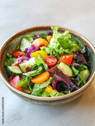 Gourmet Salad with Fresh Peppers and Cherry Tomatoes photo