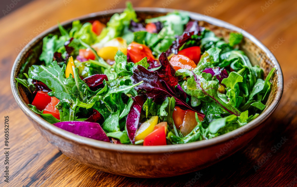Fresh Vegetable Salad with Bright Greens and Tomatoes Fresh Vegetable Salad with Bright Greens and Tomatoes