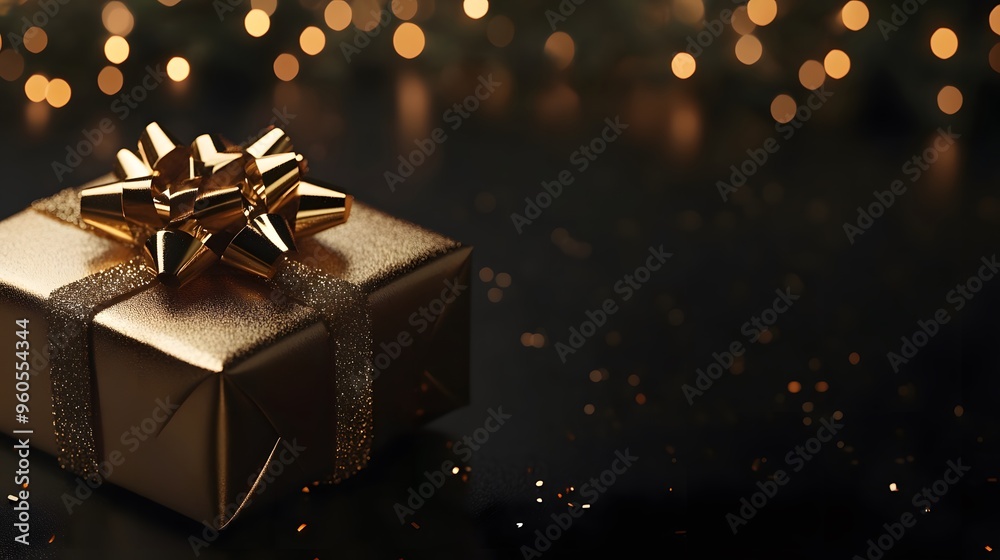 Gold Christmas gift boxes collection, Christmas tape rope, on a black background, banner for website. Gold Christmas gift boxes collection, Christmas tape rope, on a black background, banner for website.