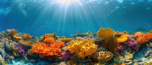 Wallpaper Mural Vibrant Coral Reef Life: Colorful Sponges and Soft Corals in Underwater Ecosystem Torontodigital.ca