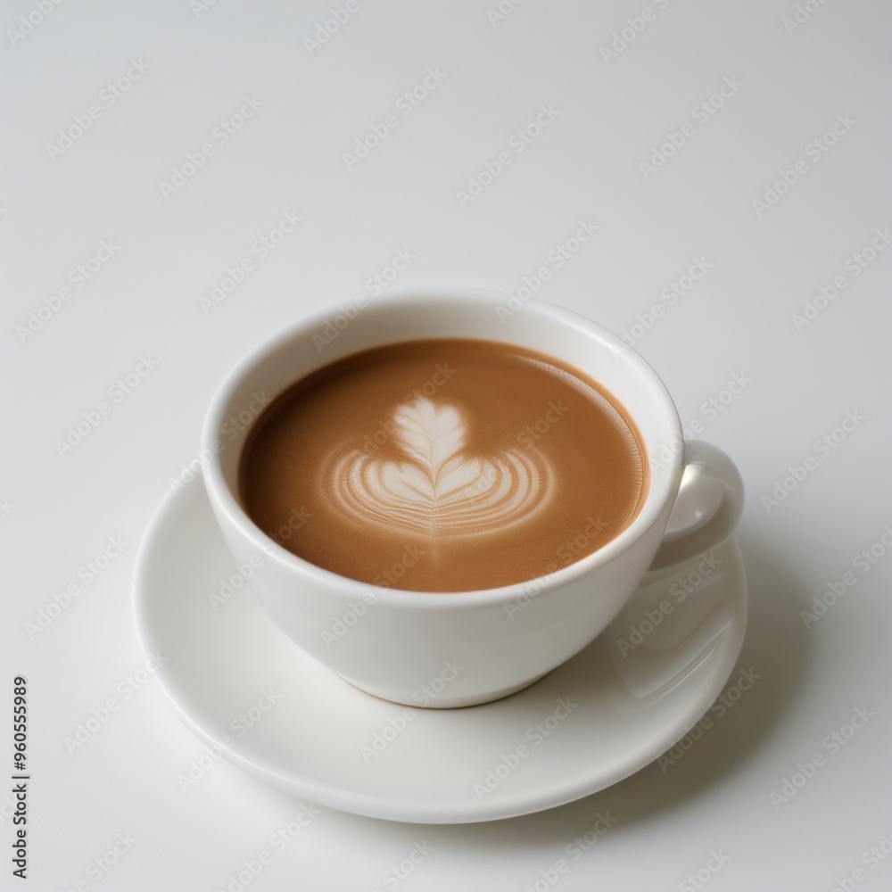 Latte Art in a White Coffee Cup