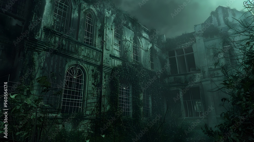 Eerie Abandoned Asylum Shrouded in Darkness and Overgrown Mystery Eerie Abandoned Asylum Shrouded in Darkness and Overgrown Mystery