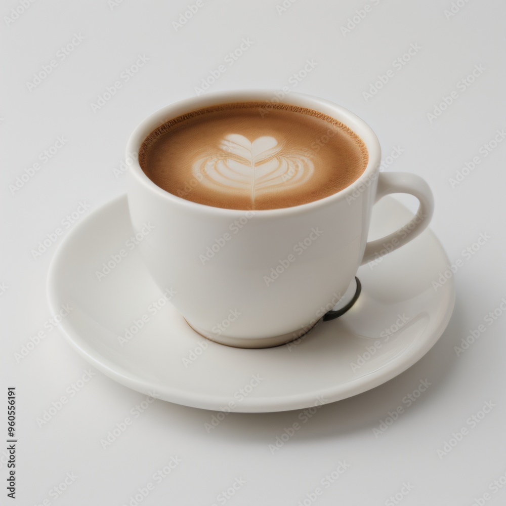 Latte Art in a White Coffee Cup Latte Art in a White Coffee Cup