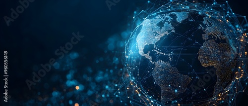 photography concept depicting global governance managing the impact of technology on globalization with a focus on regulations security and international Copy space for text overlay