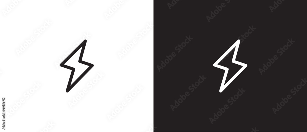 Simple icon of lightning. Thunderstorm, Storm weather forecast line icon. Simple design weather icon. Vector illustration weather in black and white background. Eps10 Simple icon of lightning. Thunderstorm, Storm weather forecast line icon. Simple design weather icon. Vector illustration weather in black and white background. Eps10