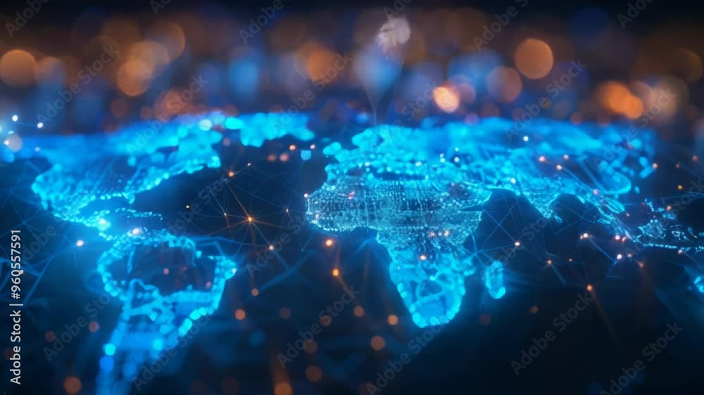 An illuminated world map that showcases intricate digital networks and connections across various regions An illuminated world map that showcases intricate digital networks and connections across various regions