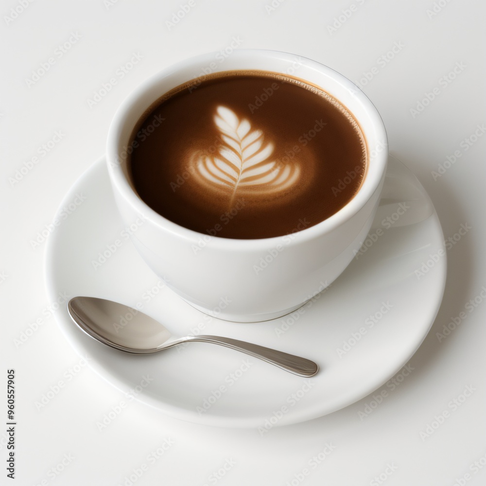 Latte Art in a White Coffee Cup Latte Art in a White Coffee Cup