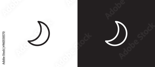 Crescent moon line icon. Simple icon of the moon. Clear night, Weather forecast line icon. Simple design weather icon. Vector illustration weather in black and white background. Eps10