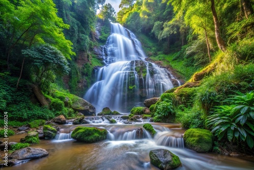 Pa Dok Siew Waterfall is a striking cascade surrounded by lush greenery in the enchanting forest of Inthanon Mountain in Chiang Mai Thailand, beauty, Chiang Mai, destination, nature