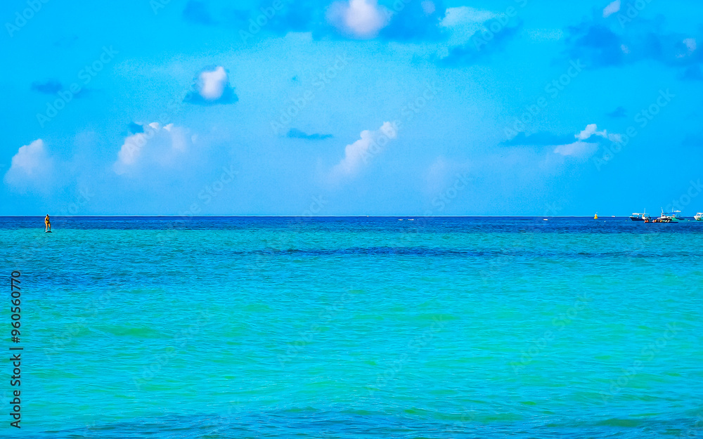 Tropical Caribbean beach sea clear water Playa del Carmen Mexico. Tropical Caribbean beach sea clear water Playa del Carmen Mexico.