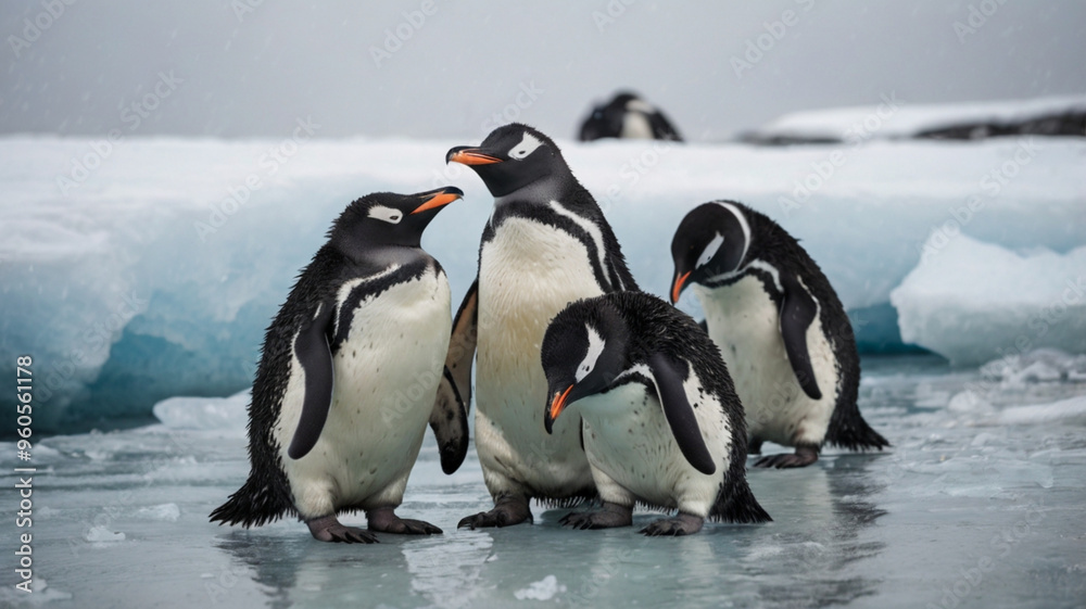 Obraz premium colony of emperor penguin in polar regions
