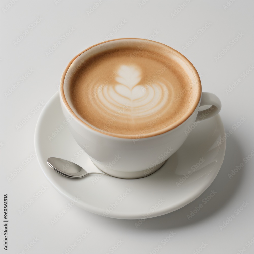 Latte Art in a White Coffee Cup Latte Art in a White Coffee Cup
