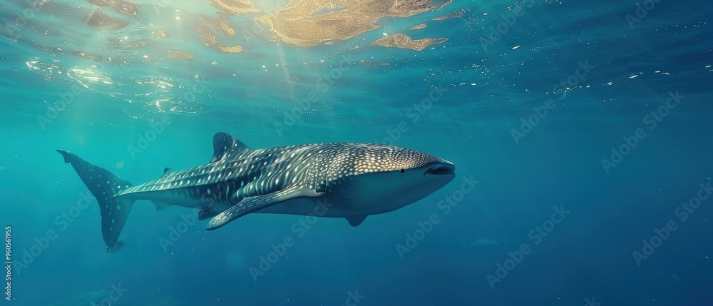Majestic Whale Shark Gliding Through the Vast Open Ocean