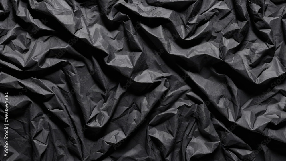 crumpled black plastic texture as background. crumpled black plastic texture as background.
