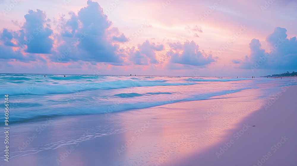 Fototapeta premium sunset over the sea in pink