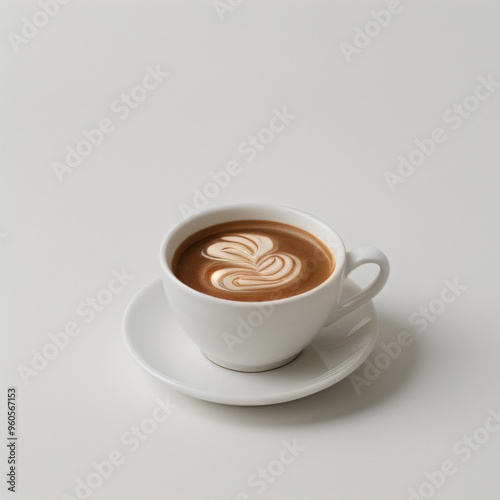 Latte Art in a White Coffee Cup