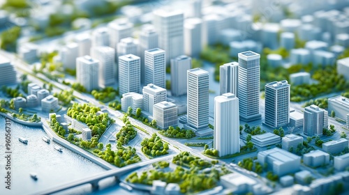 modern city buildings, urban landscape background and illustration