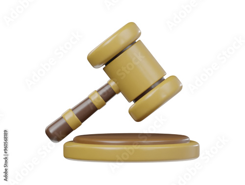 Law hammer icon 3d render illustration