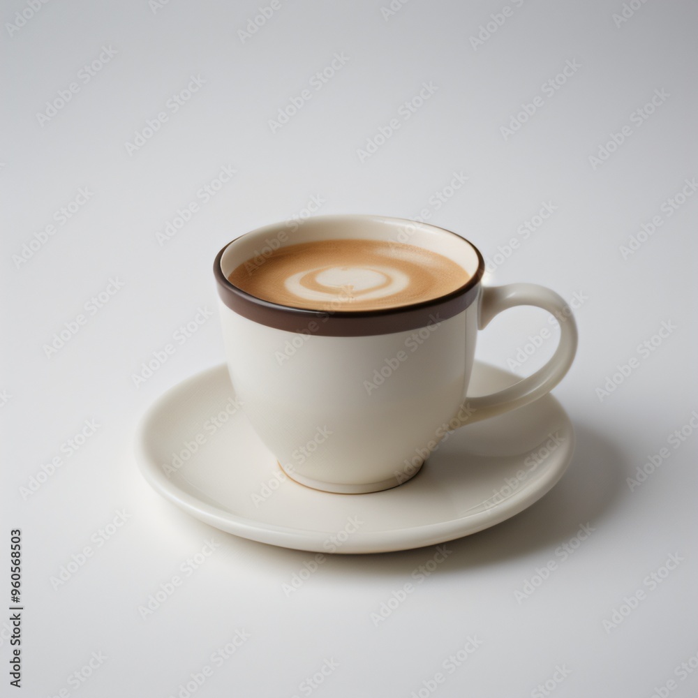 Fototapeta premium Latte Art in a White Coffee Cup