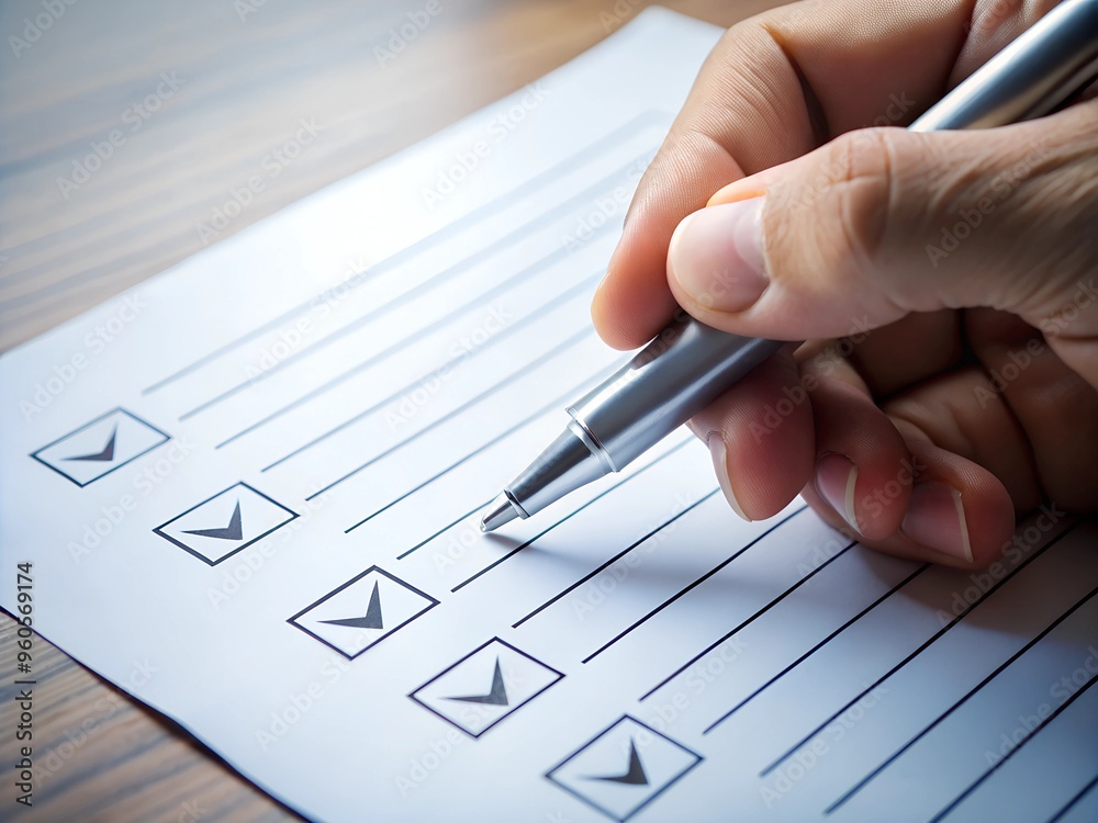 Checklist completed, task done on time, project finished, approval concept, businessman ticks off checklist on clipboard against white background. Checklist completed, task done on time, project finished, approval concept, businessman ticks off checklist on clipboard against white background.