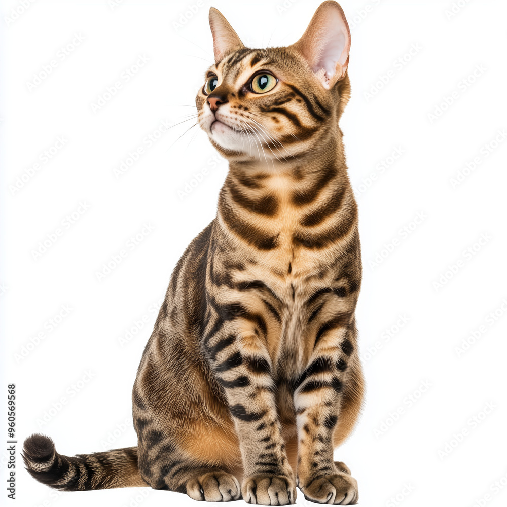 Fototapeta premium Bengal cat isolated on white background