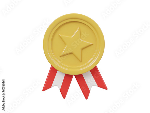 Gold medal icon 3d render illustration
