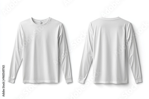 Wallpaper Mural White Long Sleeve Tshirt Mockup Isolated created with Generative AI Torontodigital.ca