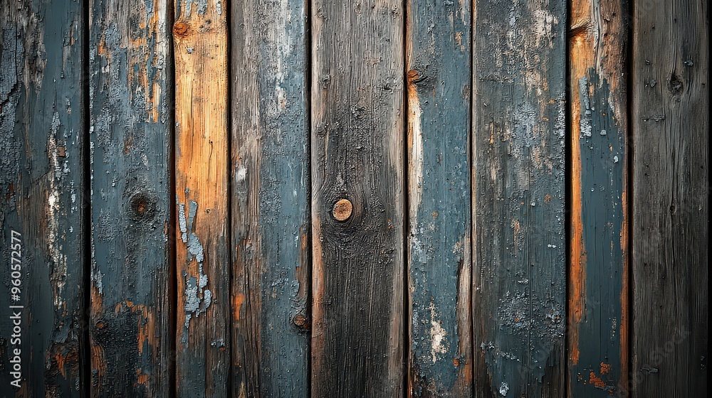  Weathered wooden planks showing age and texture, symbolizing natural elements, rustic aesthetics, and the passage of time in nature's rugged beauty.
