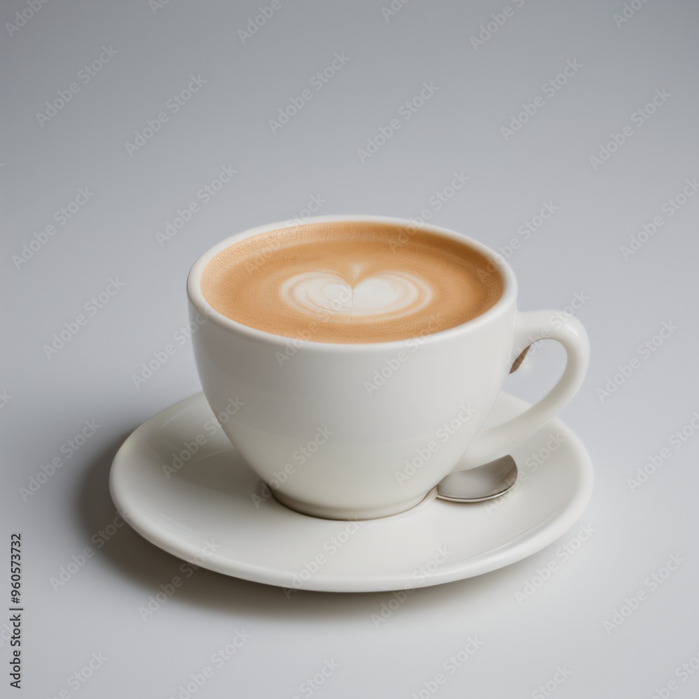 Fototapeta premium Latte Art in a White Coffee Cup