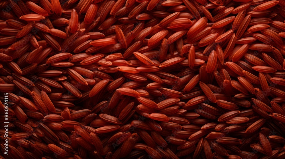 Red rice background image with many rice pieces in same color. Neural network ai generated art Red rice background image with many rice pieces in same color. Neural network ai generated art