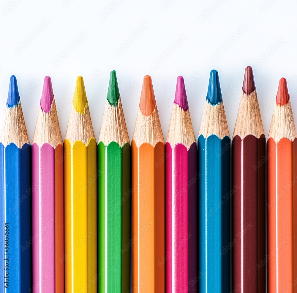 Colored Pencils on White Background Colored Pencils on White Background